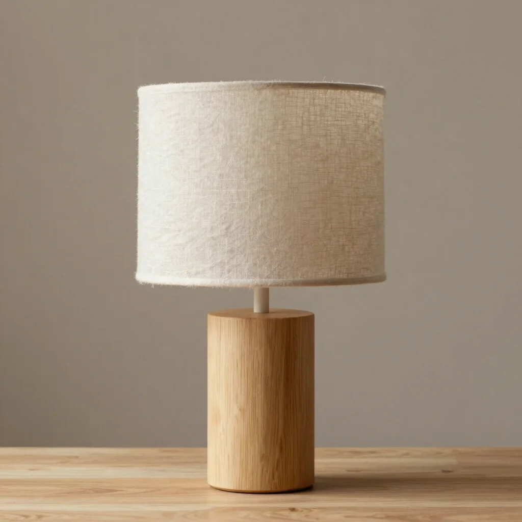 Lámpara de Mesa Madera y Lino